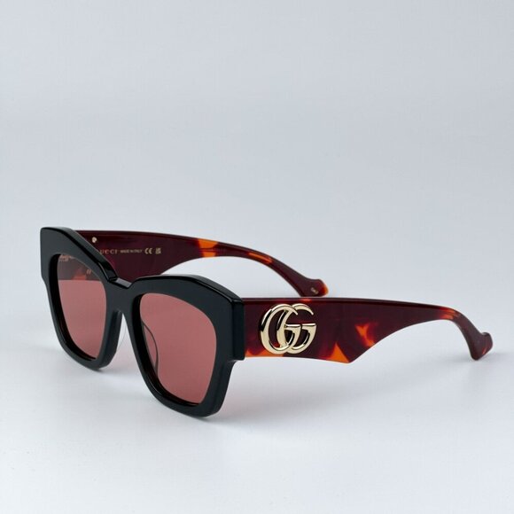 Gucci GG1422S 005 BRAND NEW Sunglasses Black Havana Rust Square Women main image 4